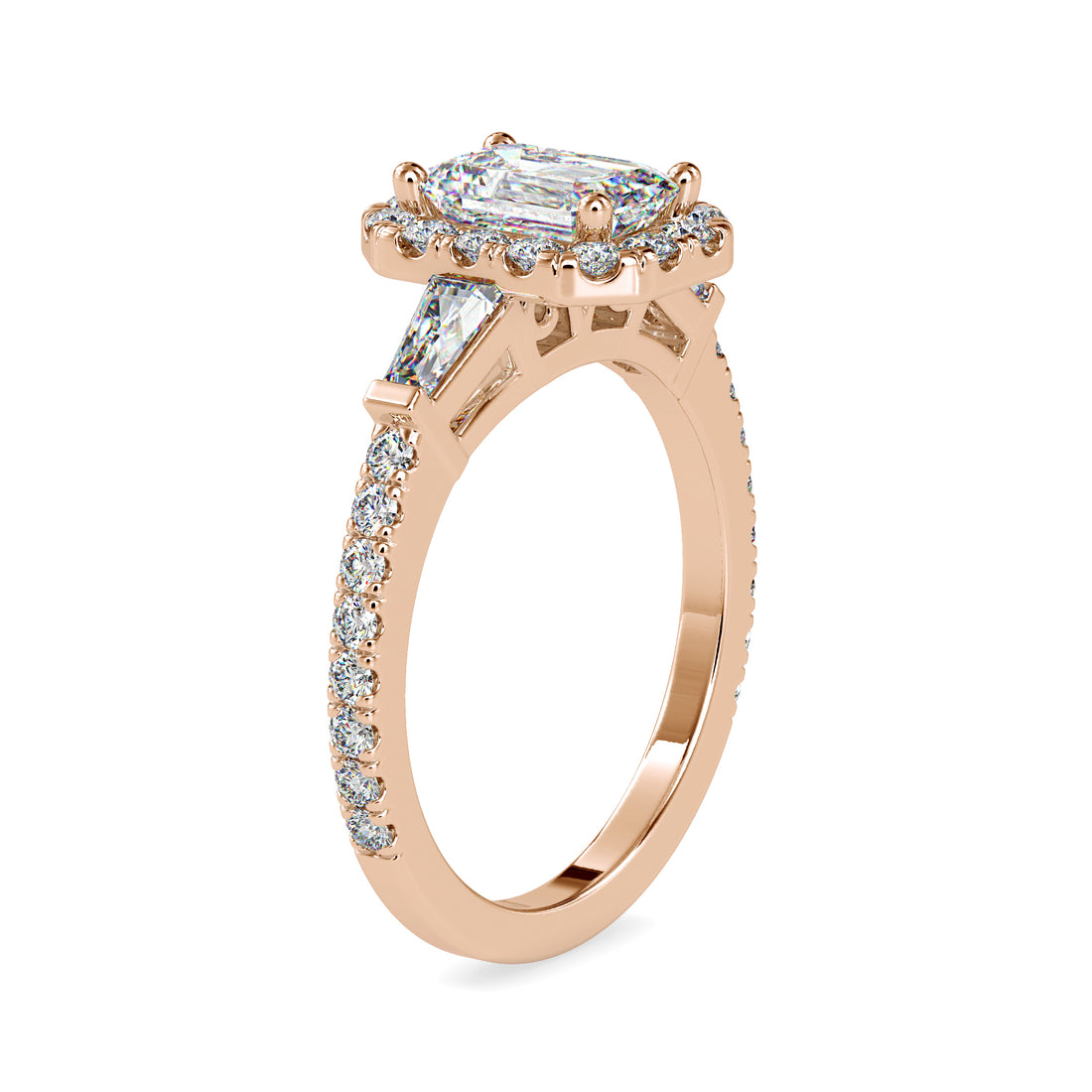 Emerald with Halo Diamond Ring