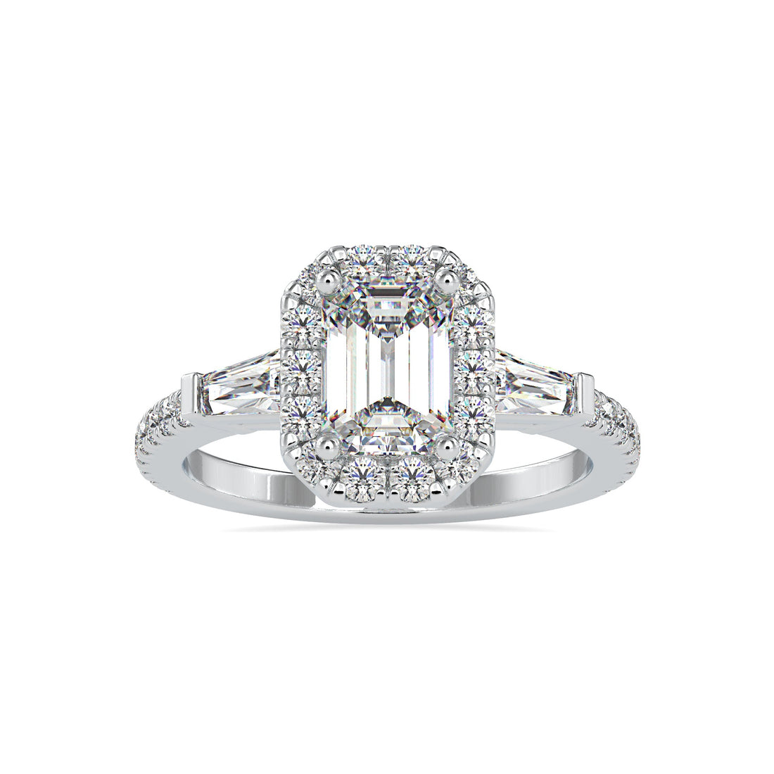 Emerald with Halo Diamond Ring
