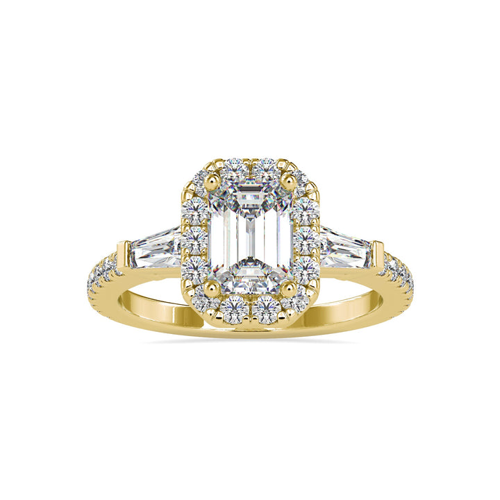 Emerald with Halo Diamond Ring