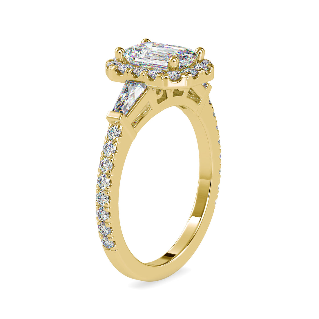 Emerald with Halo Diamond Ring