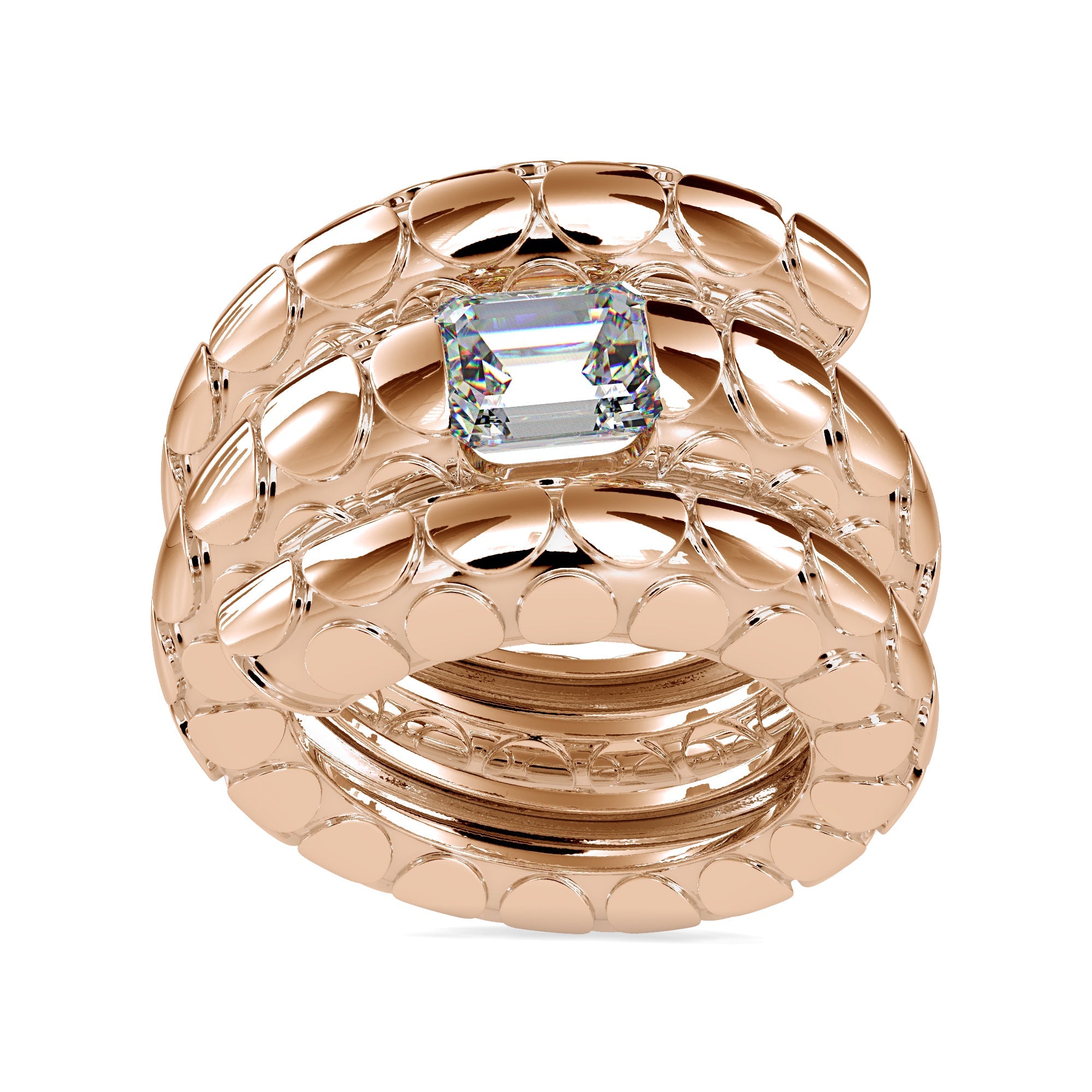 Handcrafted Rope Emerald Cut Ring