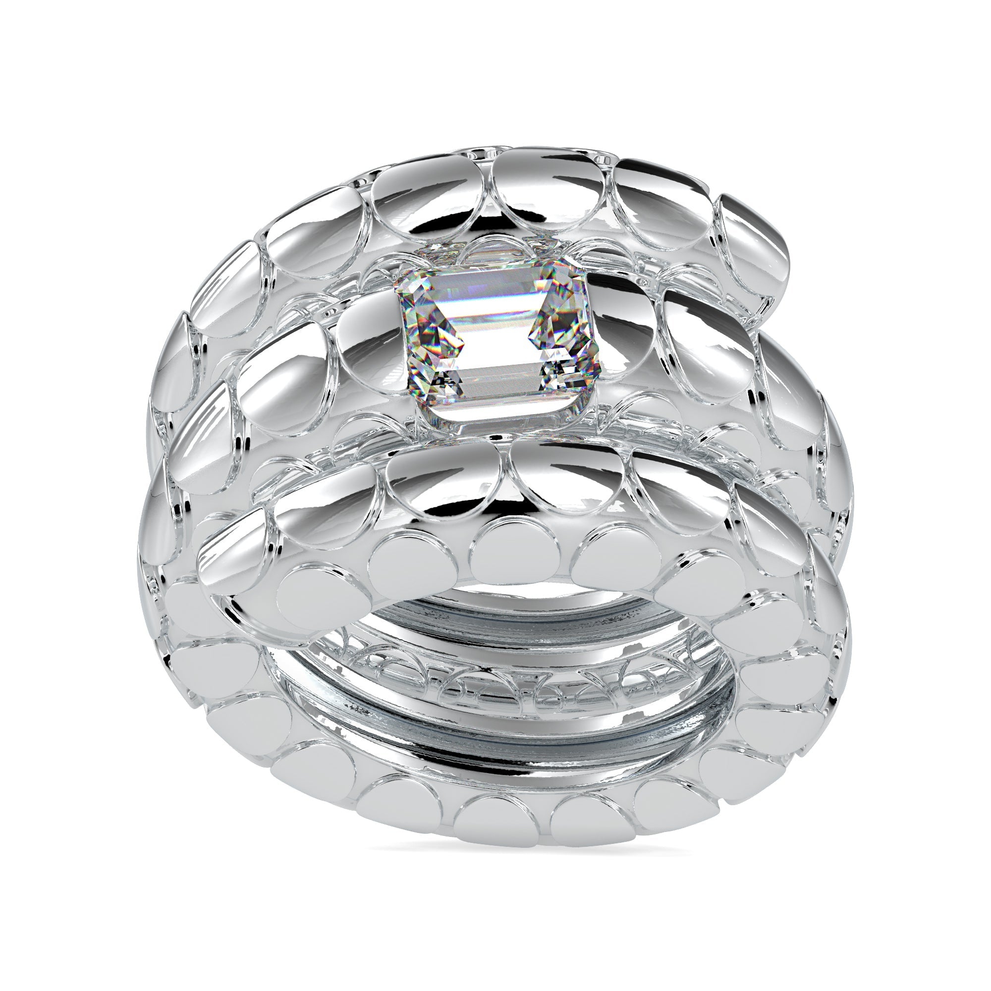 Handcrafted Rope Emerald Cut Ring