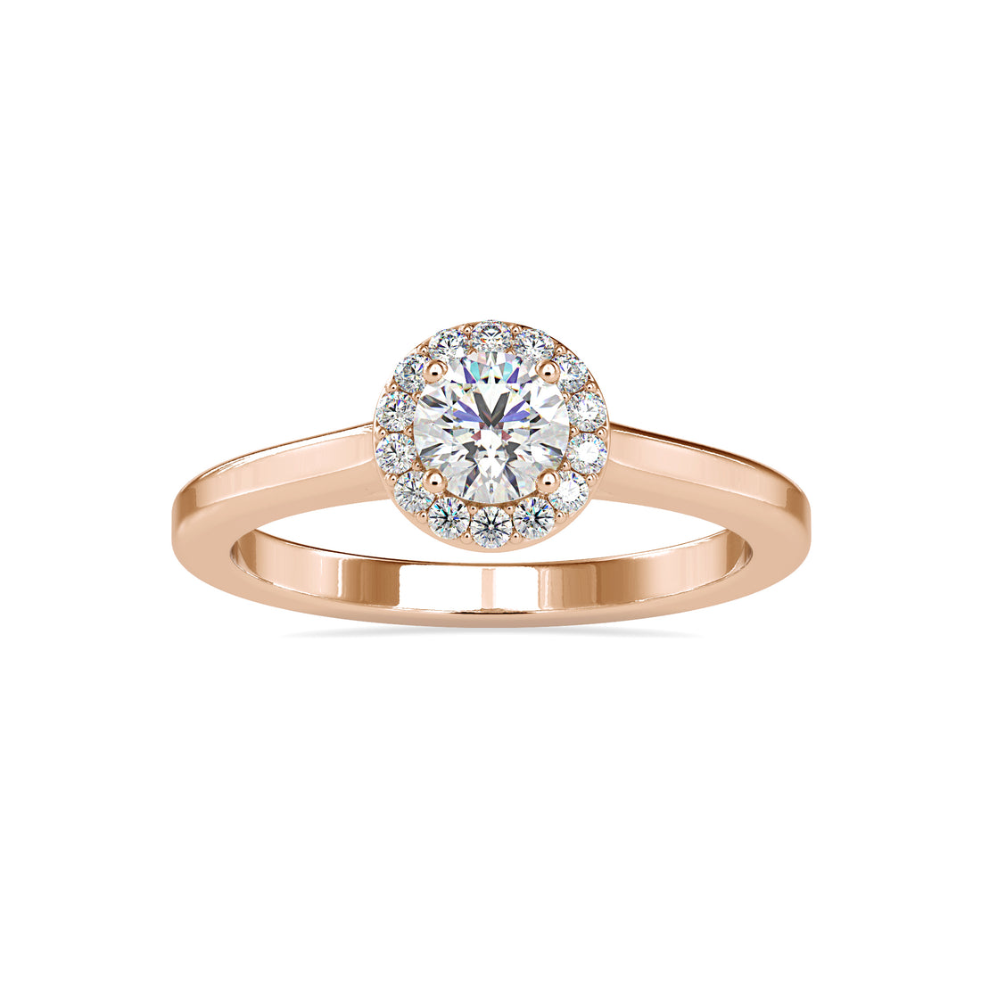 Halo Round Minimalist Solitaire Ring