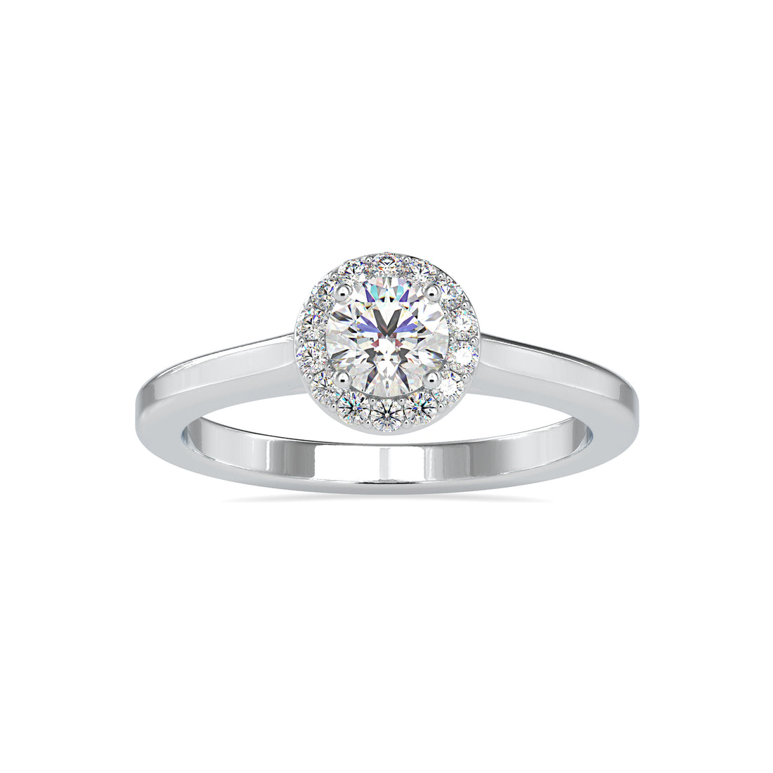 Halo Round Minimalist Solitaire Ring
