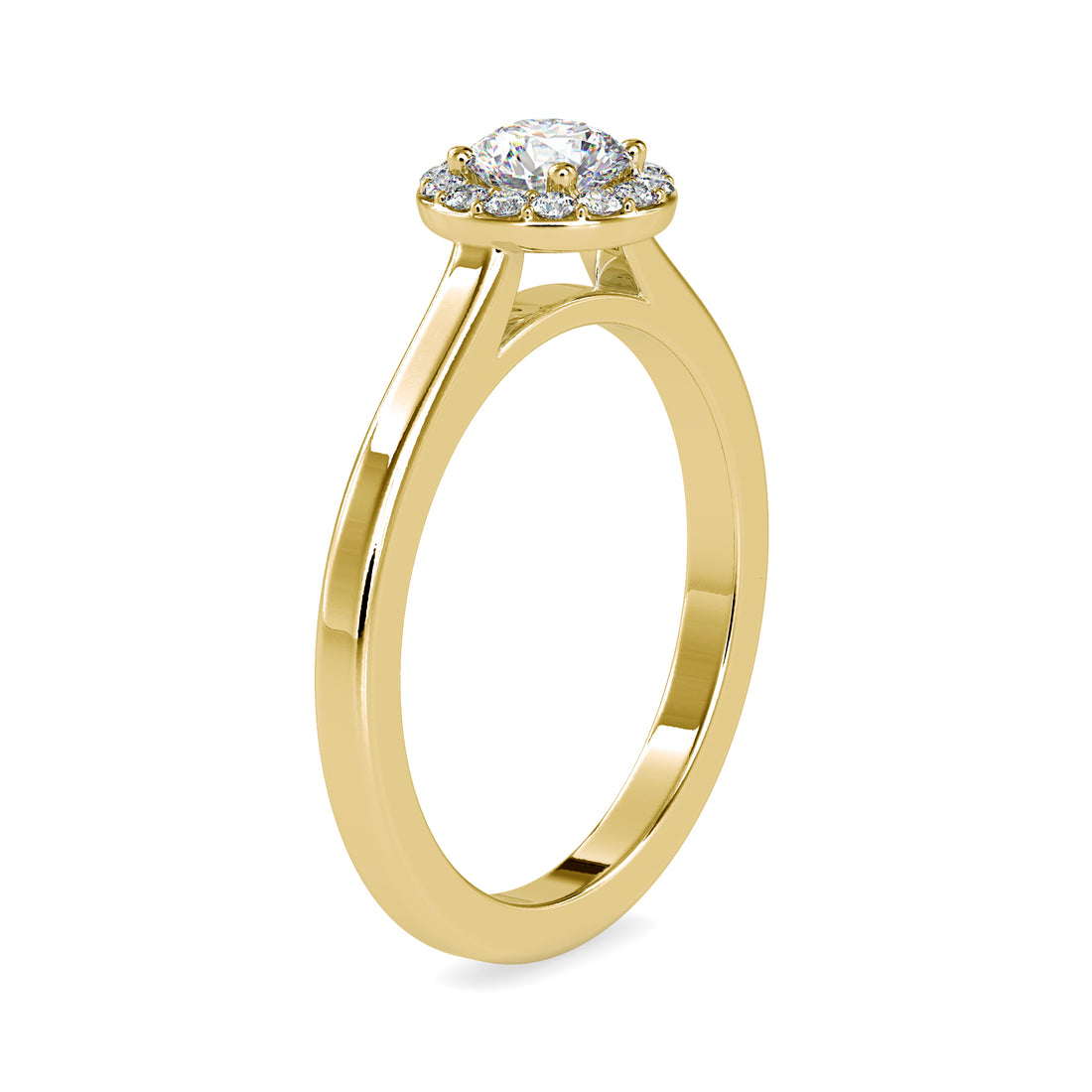 Halo Round Minimalist Solitaire Ring