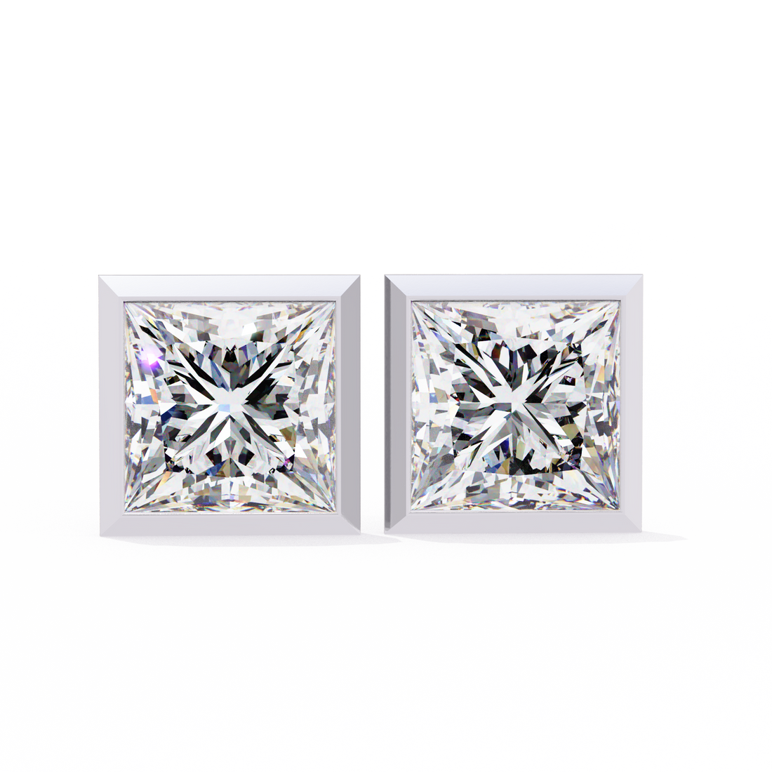1.75 Carat Lab Grown Diamond Princess Stud Earrings