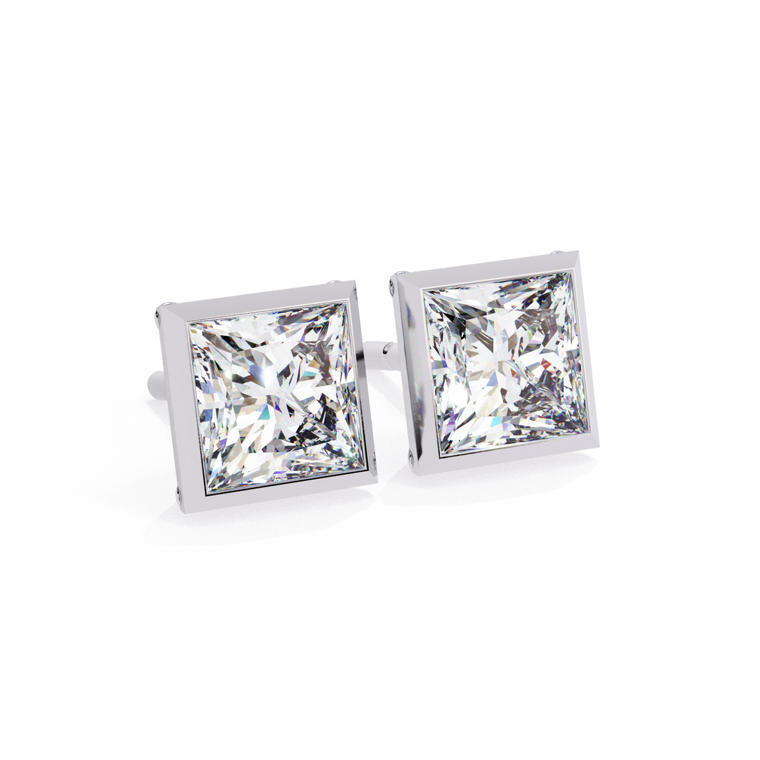 1.75 Carat Lab Grown Diamond Princess Stud Earrings