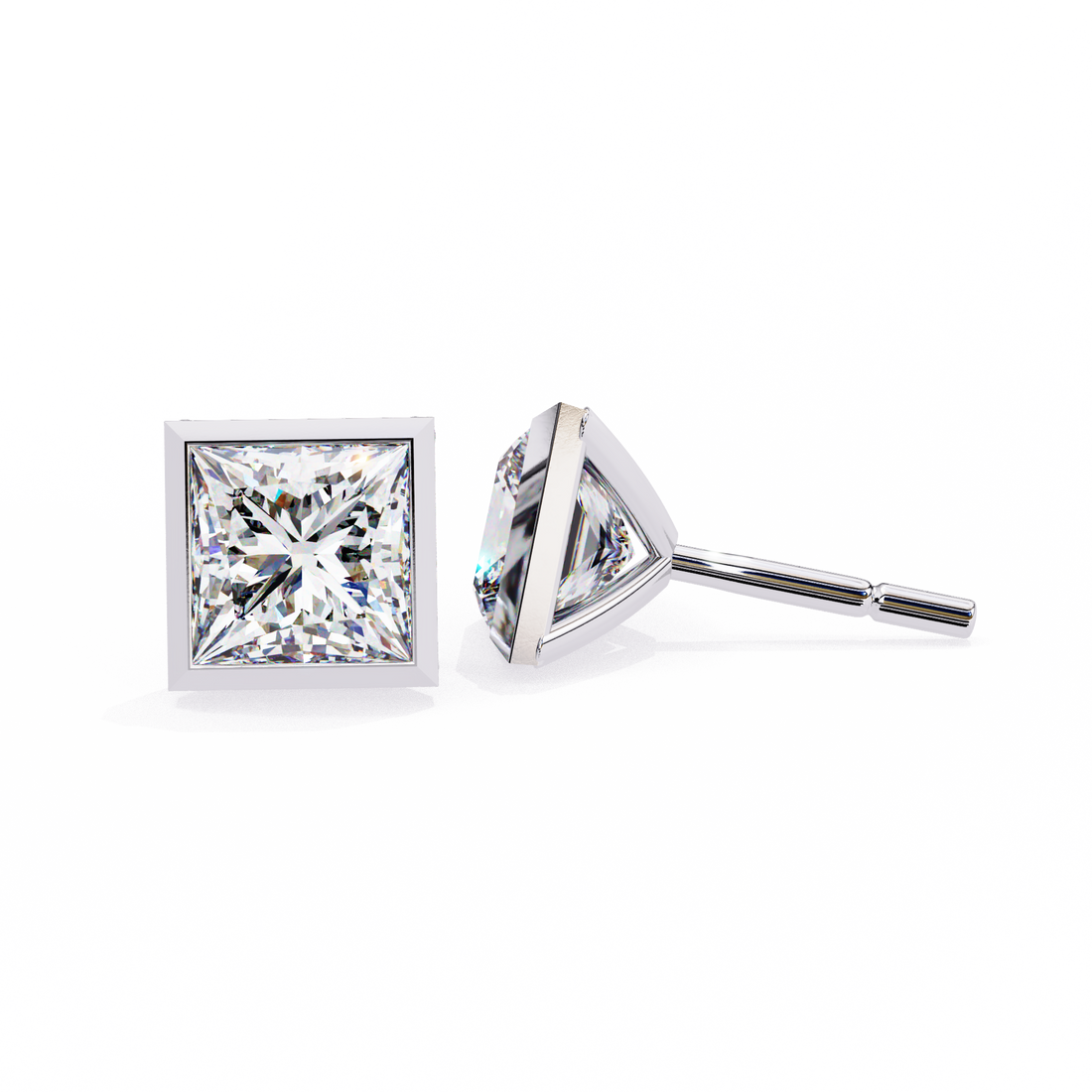 1.75 Carat Lab Grown Diamond Princess Stud Earrings