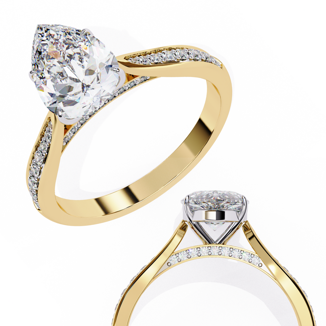 Classic Pear Shaped Lab Grown Diamond Ring