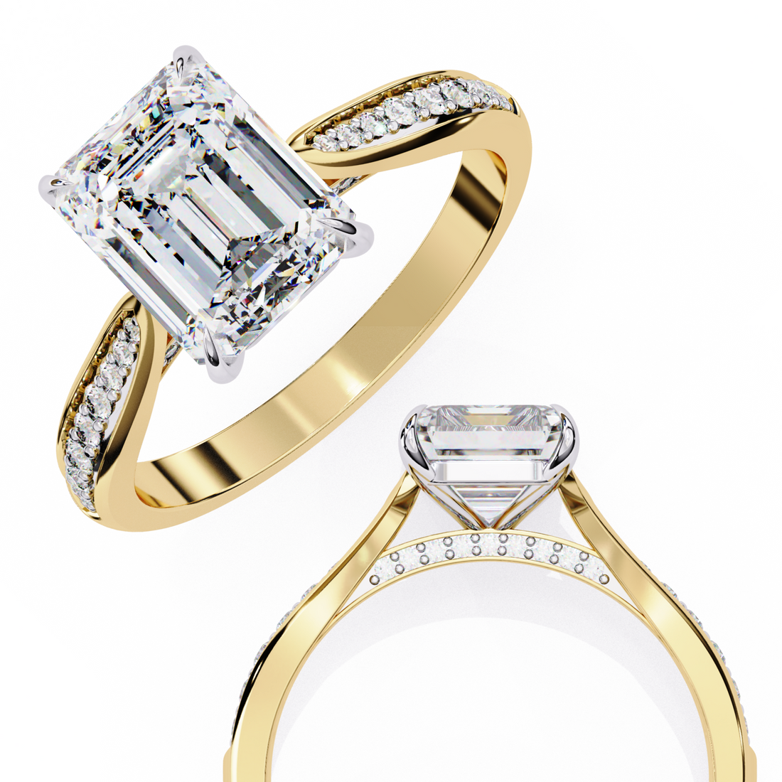 Emerald Cut Ring with Diamond Accents