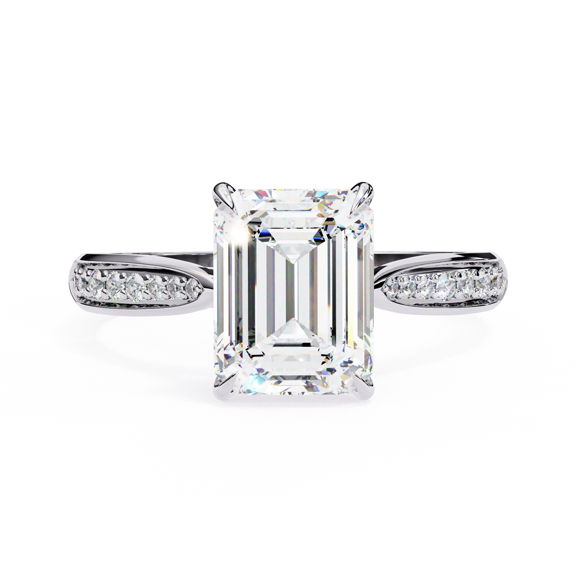 Emerald Cut Ring with Diamond Accents