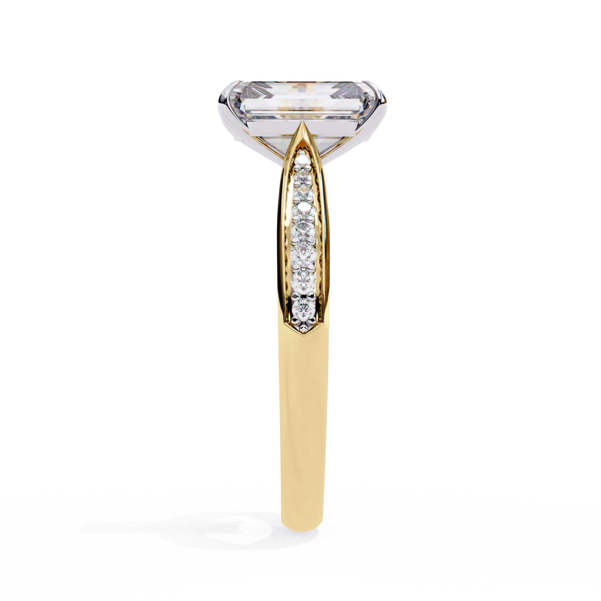 Emerald Cut Ring with Diamond Accents