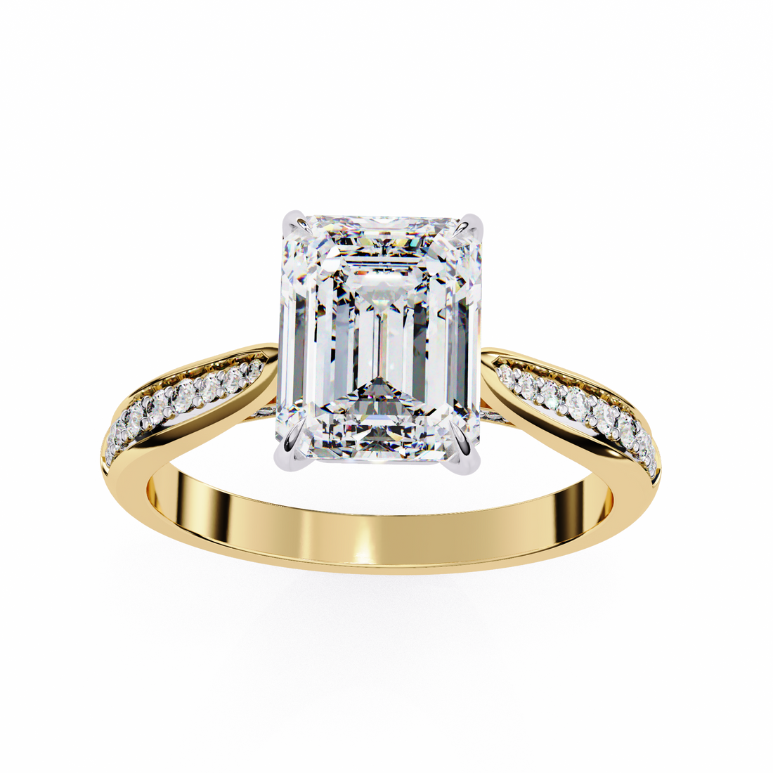 Emerald Cut Ring with Diamond Accents