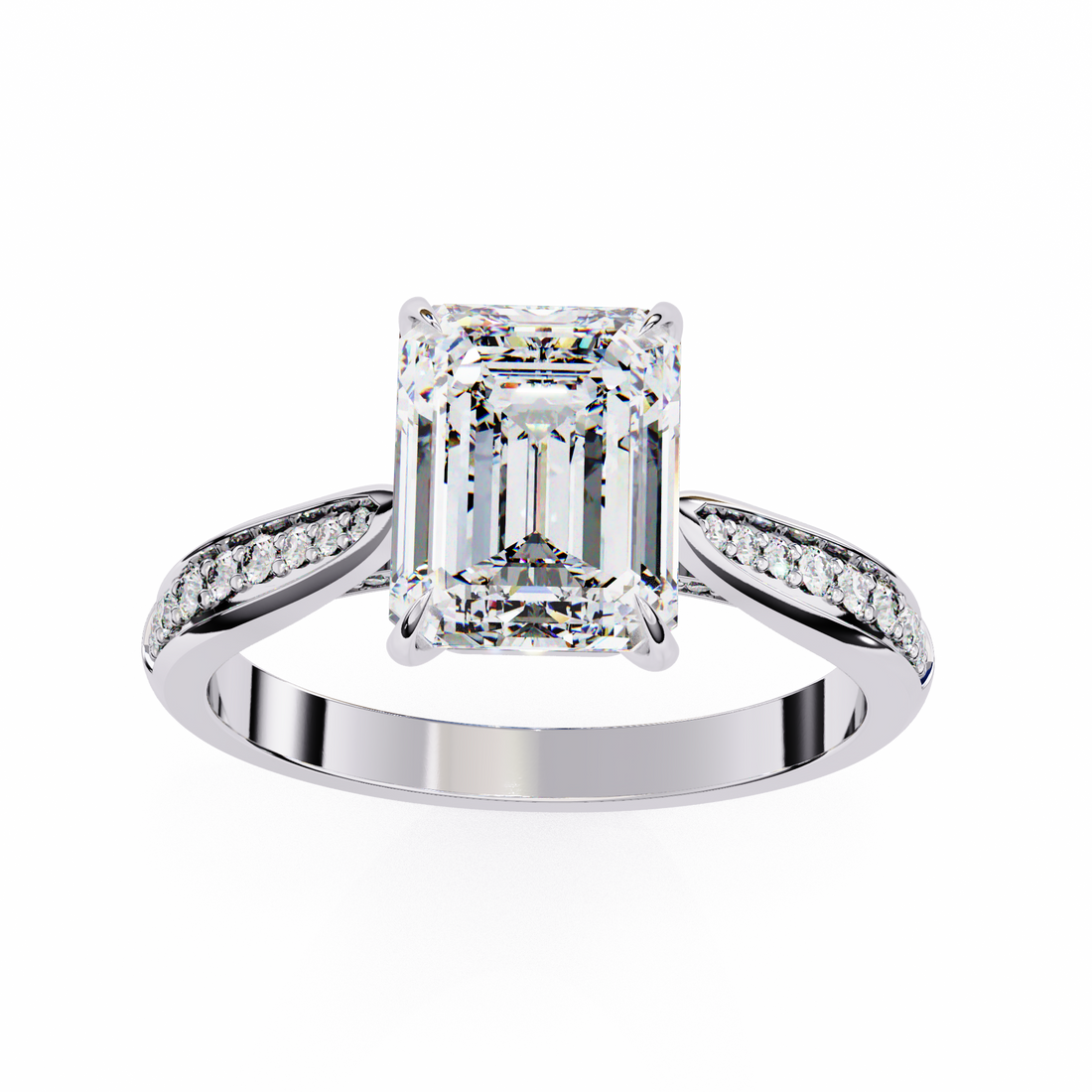 Emerald Cut Ring with Diamond Accents