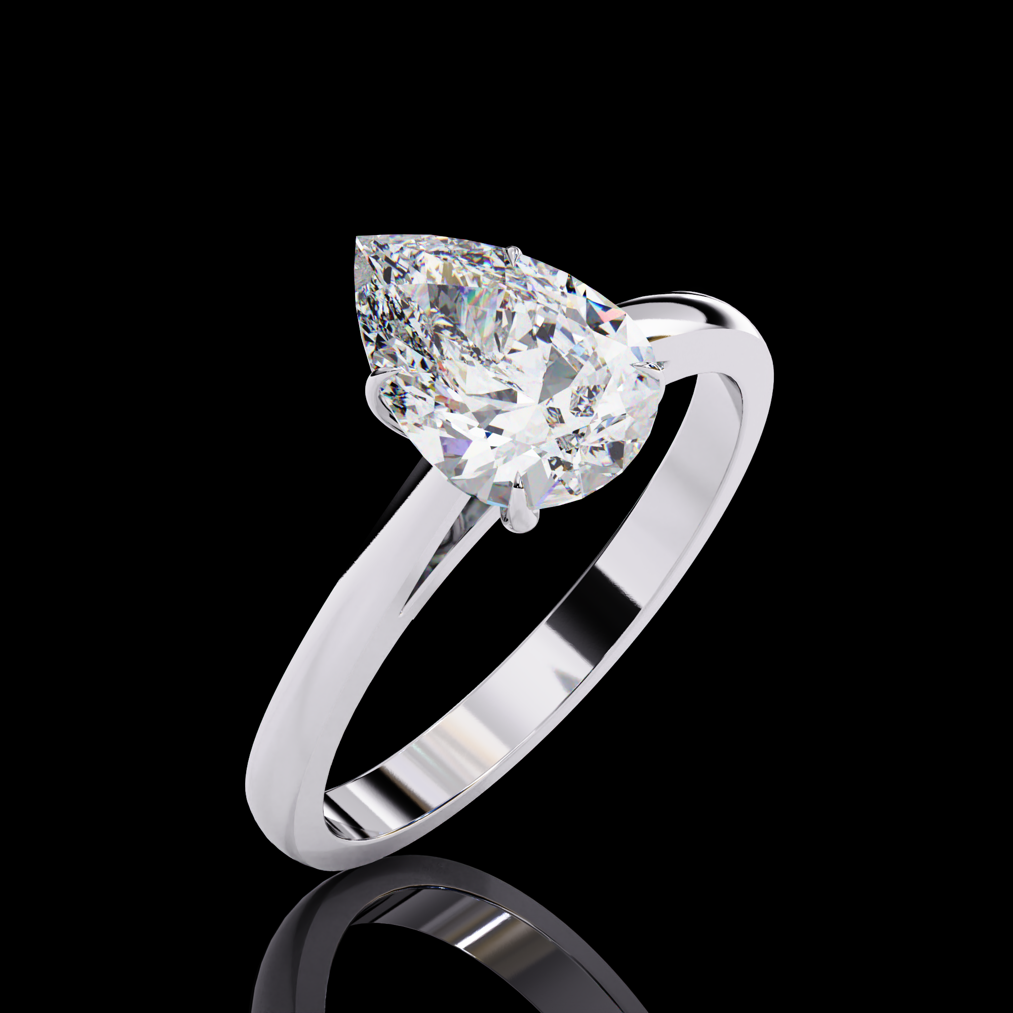 Classy Pear Solitaire Diamond Ring