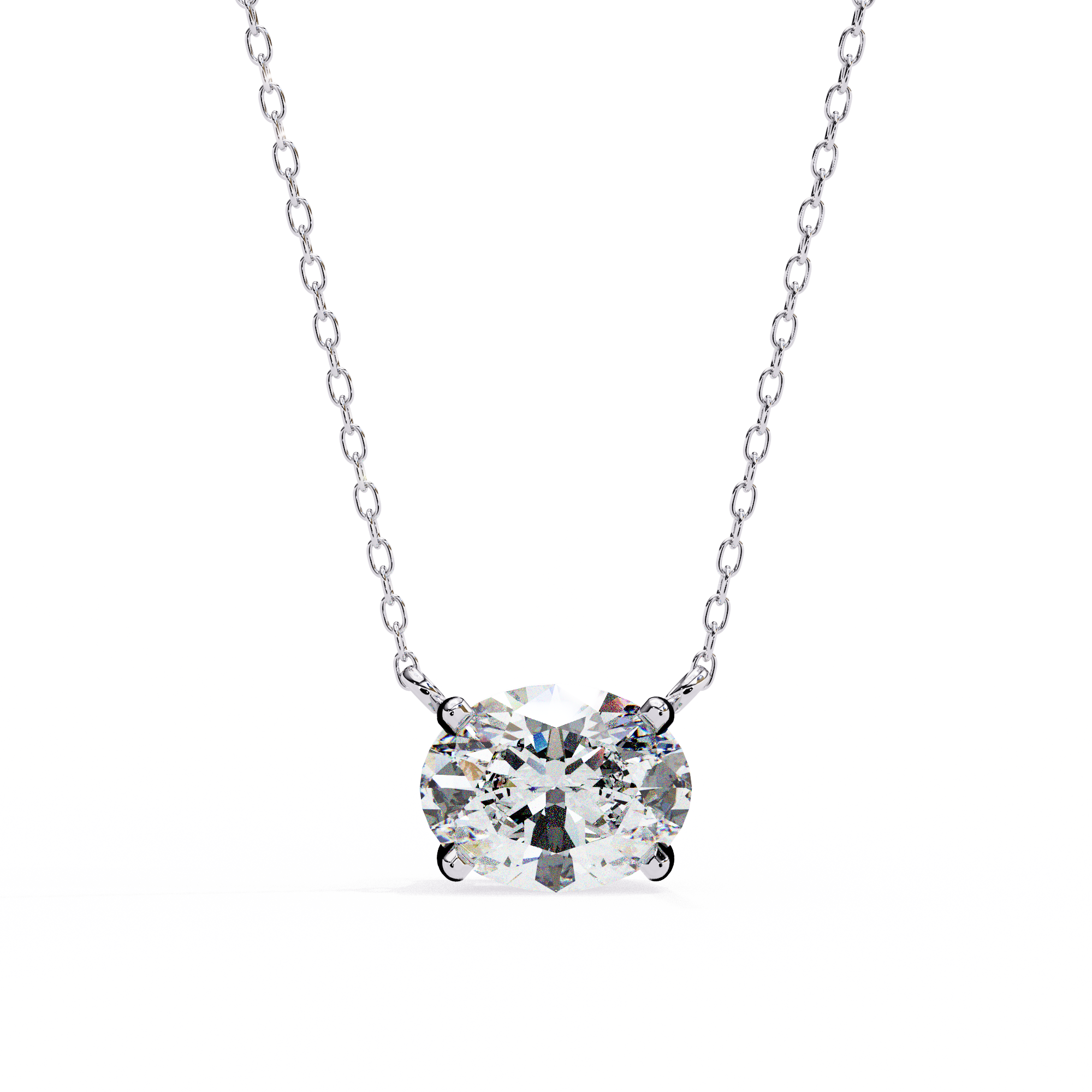 East West Oval Diamond pendant with Chain