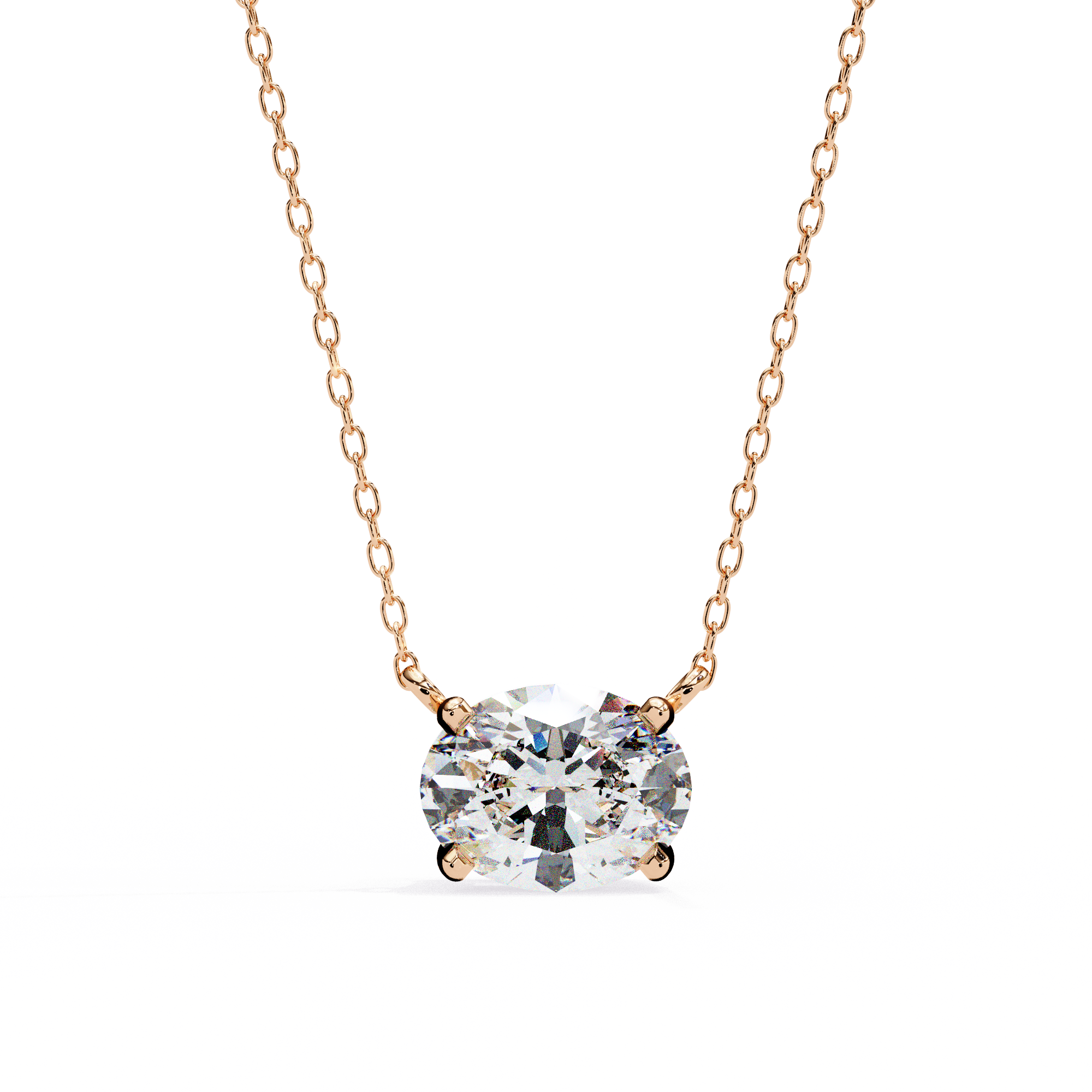 East West Oval Diamond pendant with Chain