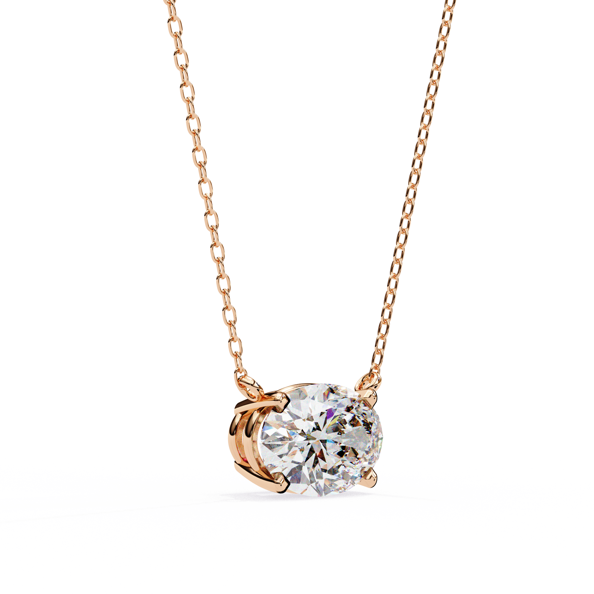 East West Oval Diamond pendant with Chain