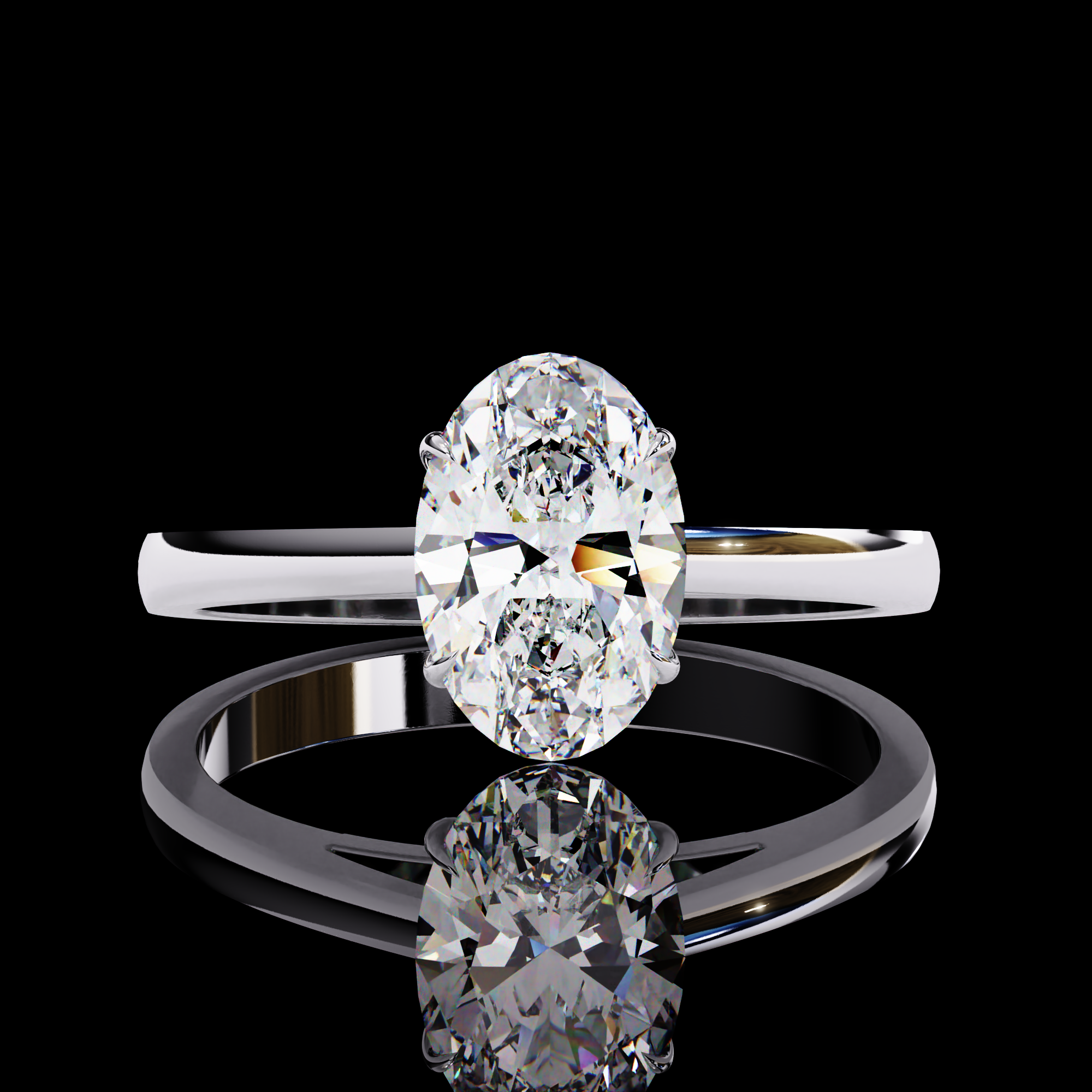 Regal Oval Solitaire Diamond Ring
