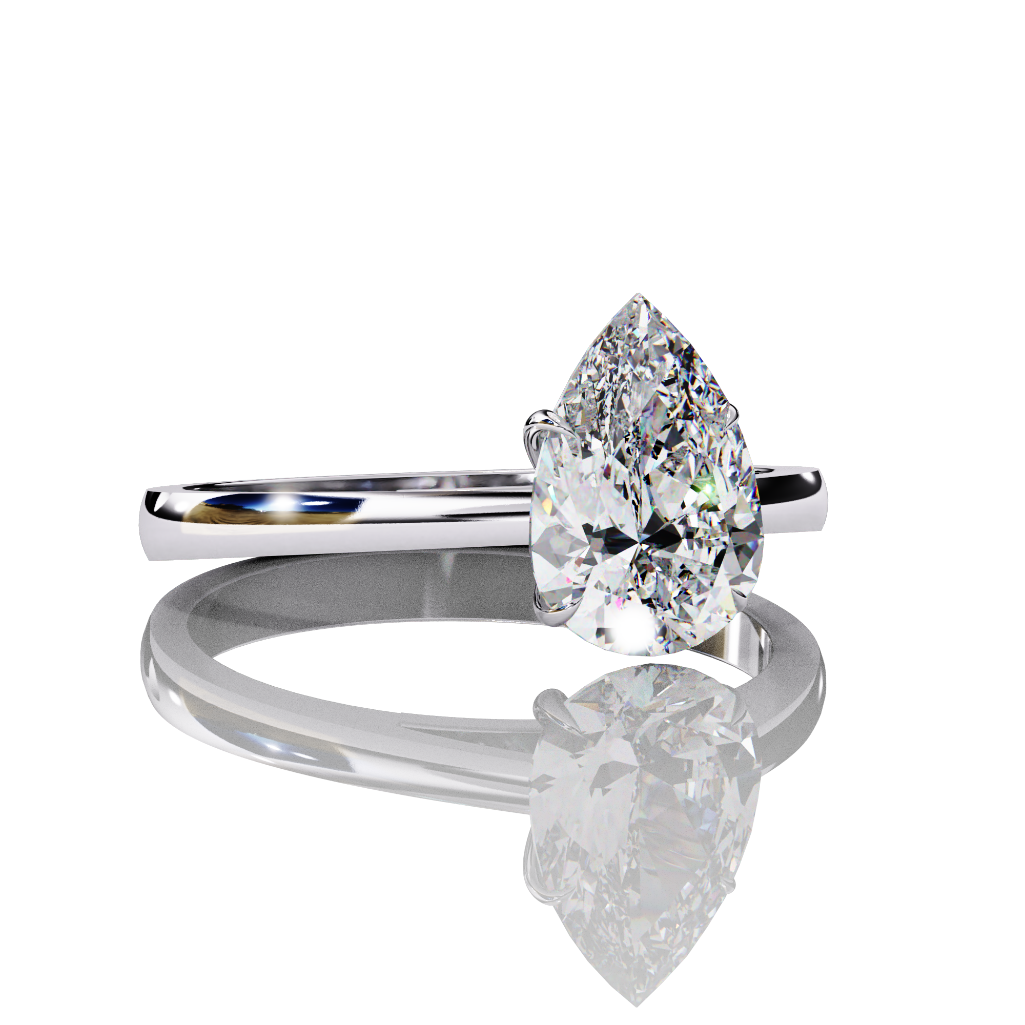 Classy Pear Solitaire Diamond Ring
