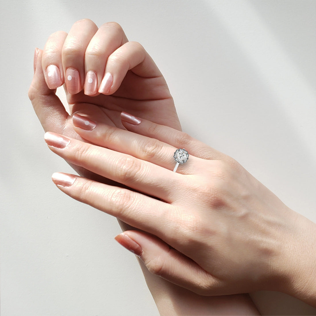 Floral Inspired Cushion Cut Diamond Ring