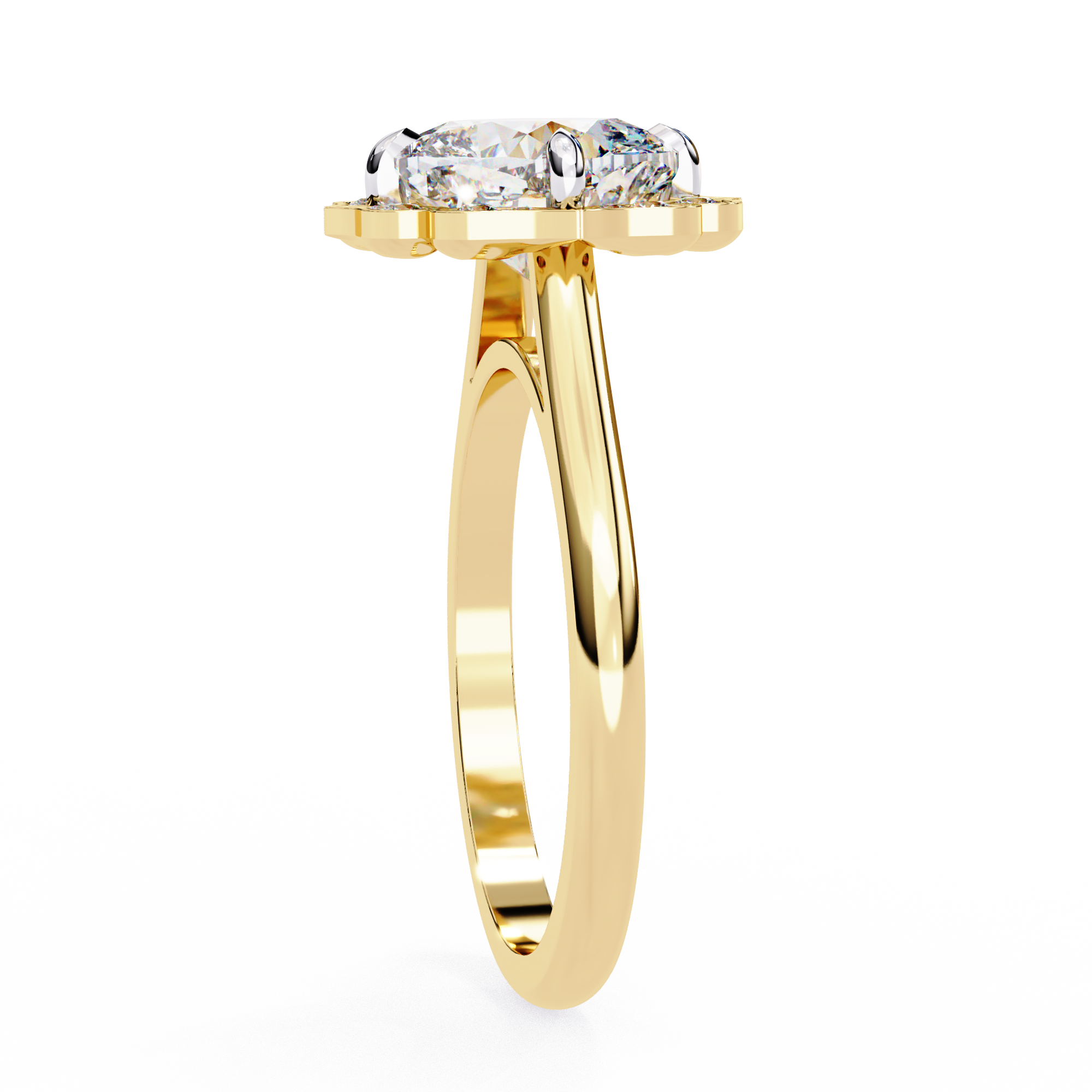 Floral Inspired Cushion Cut Diamond Ring