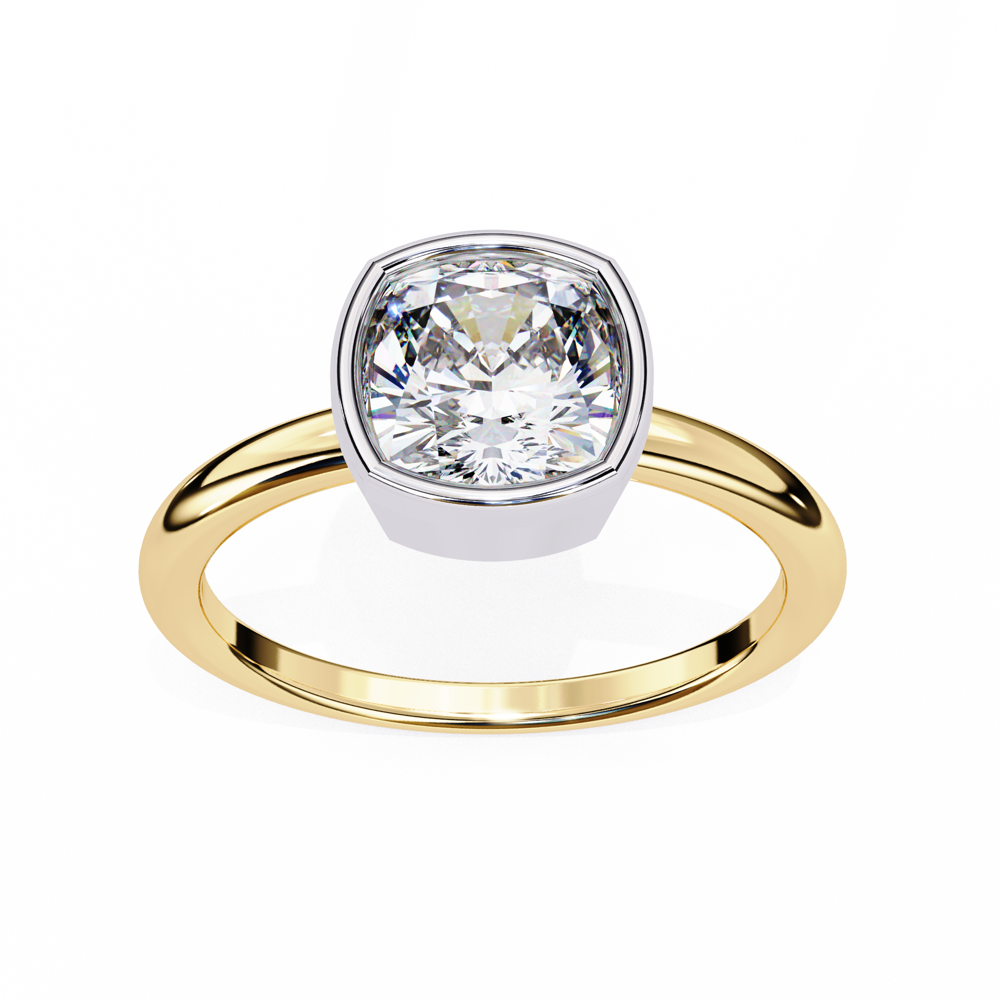Bezel Setting Cushion Cut Diamond Ring