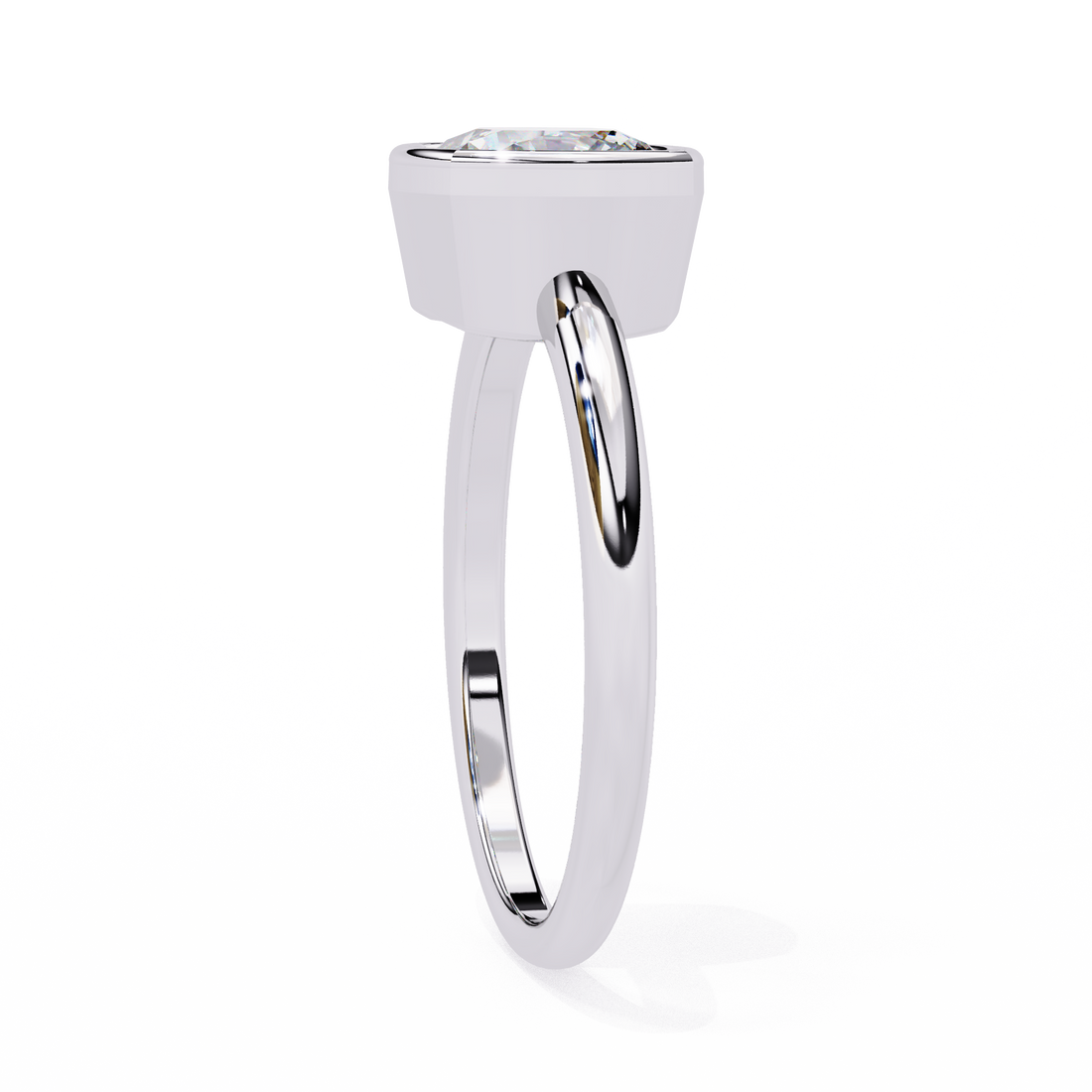 Bezel Setting Cushion Cut Diamond Ring