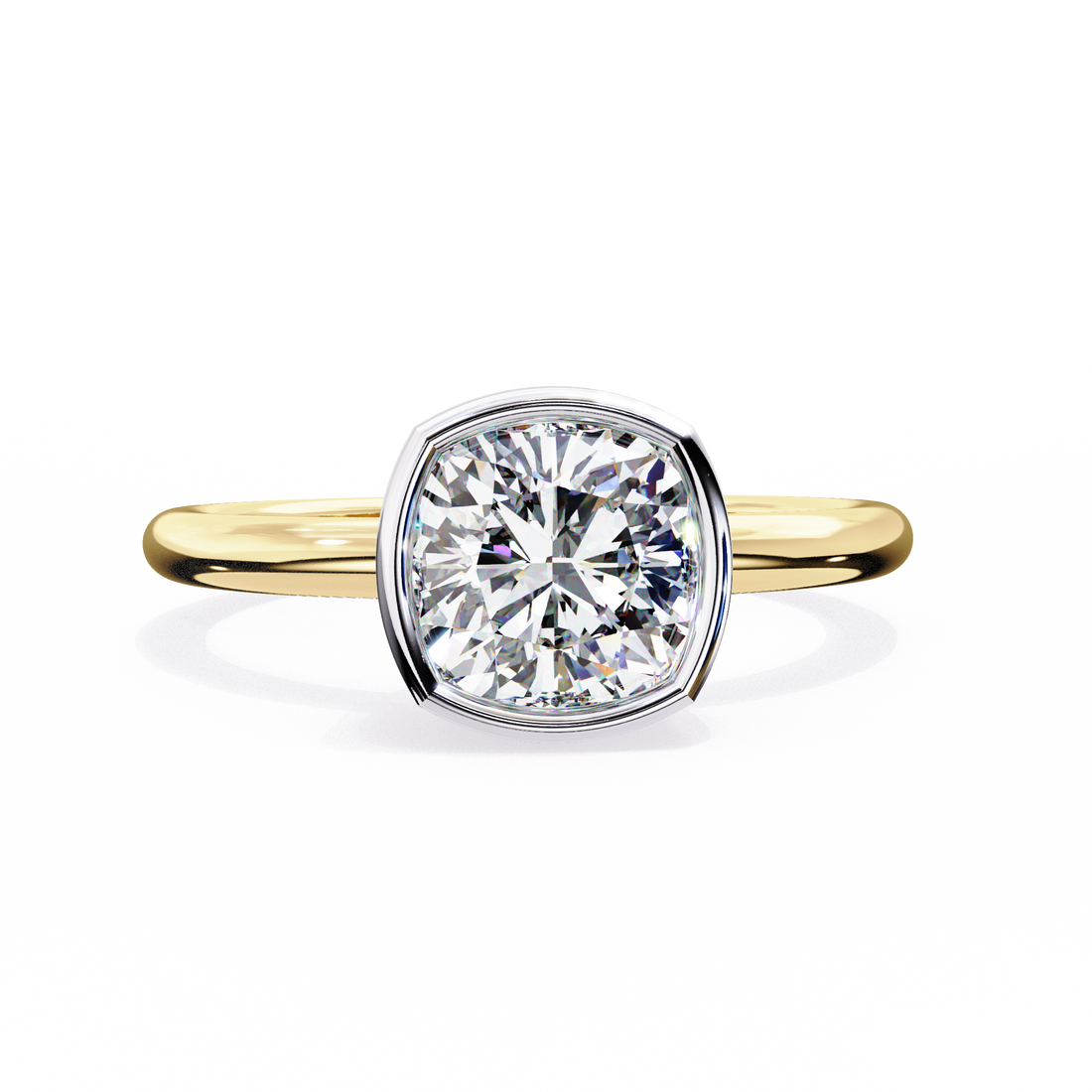Bezel Setting Cushion Cut Diamond Ring