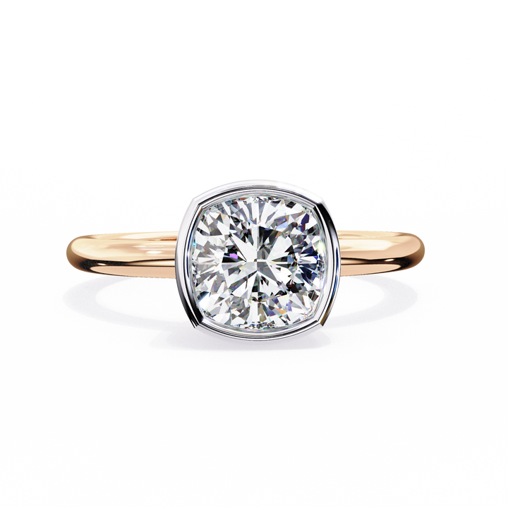 Bezel Setting Cushion Cut Diamond Ring