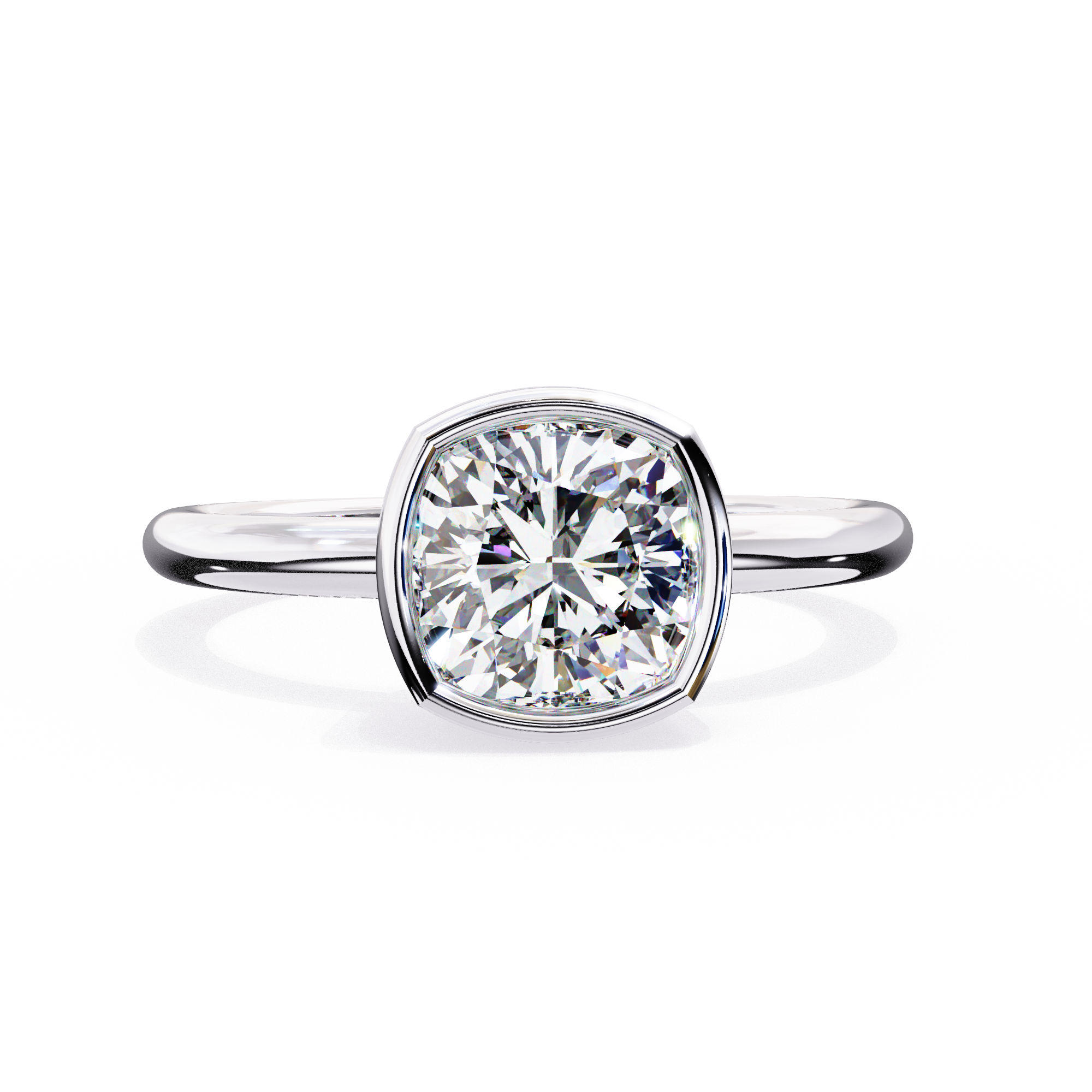 Bezel Setting Cushion Cut Diamond Ring