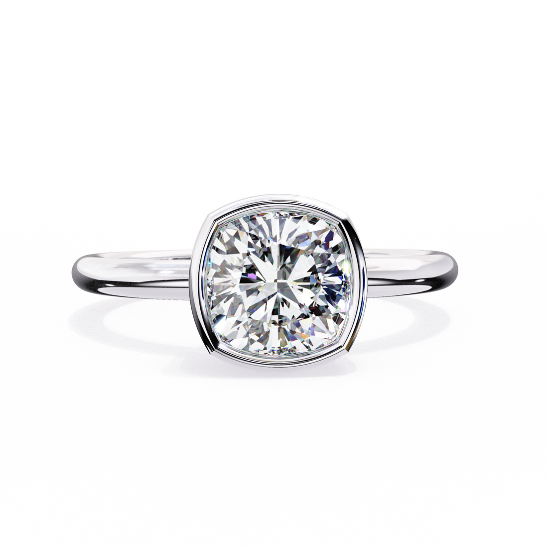 Bezel Setting Cushion Cut Diamond Ring