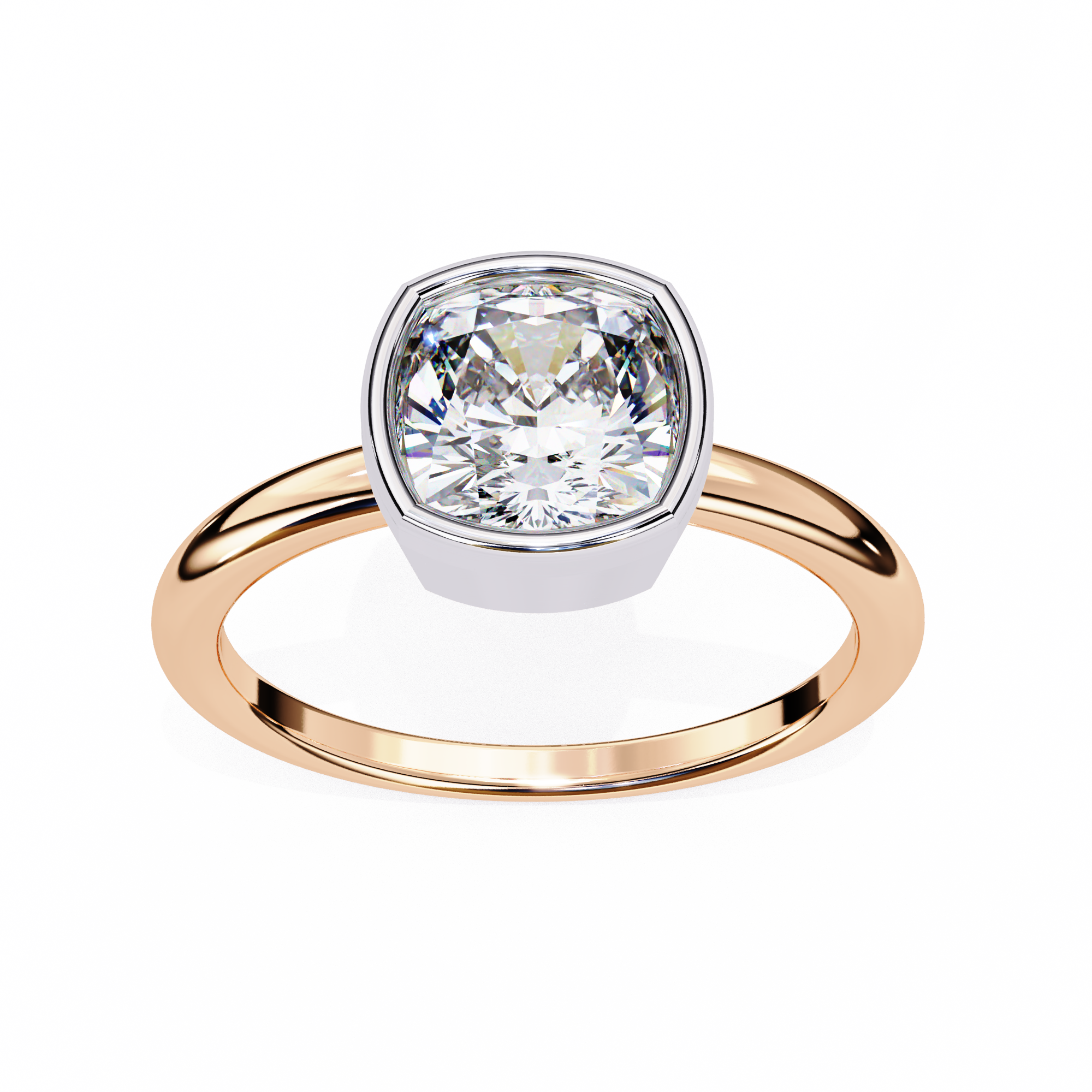 Bezel Setting Cushion Cut Diamond Ring