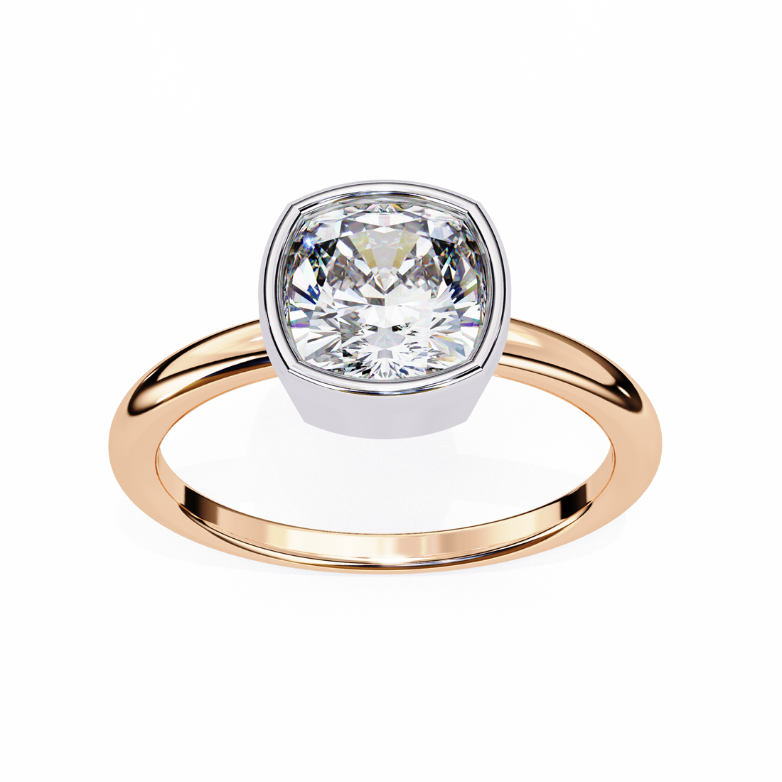 Bezel Setting Cushion Cut Diamond Ring