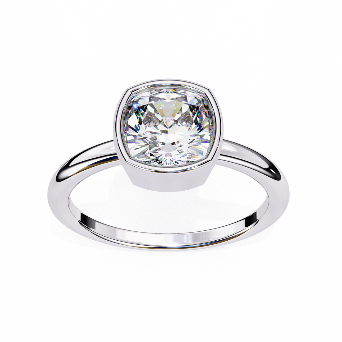 Bezel Setting Cushion Cut Diamond Ring