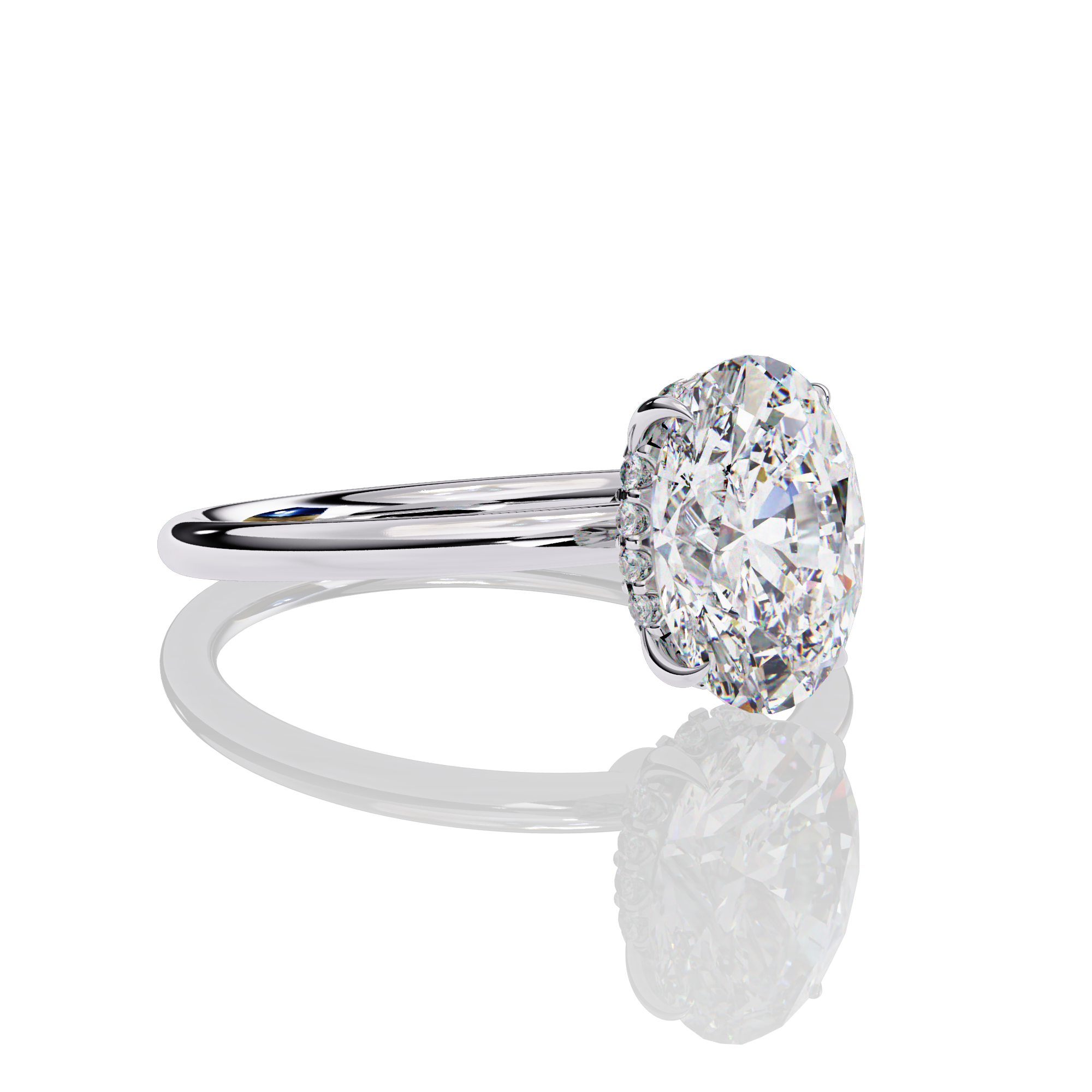Oval Solitaire Halo Lab Grown Ring
