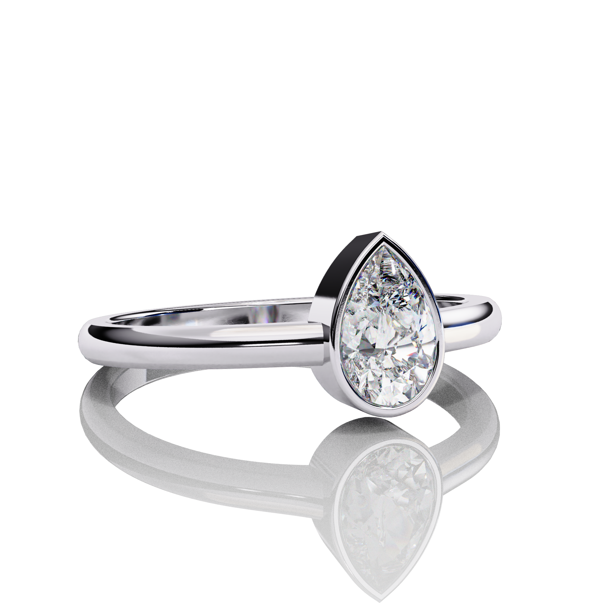 60 Cent Bezel Pear Diamond Ring