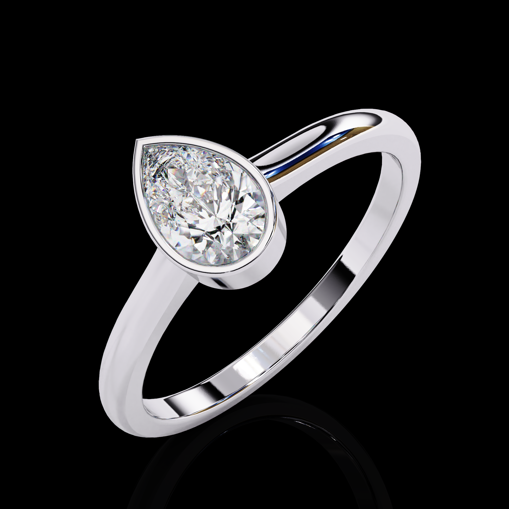 60 Cent Bezel Pear Diamond Ring