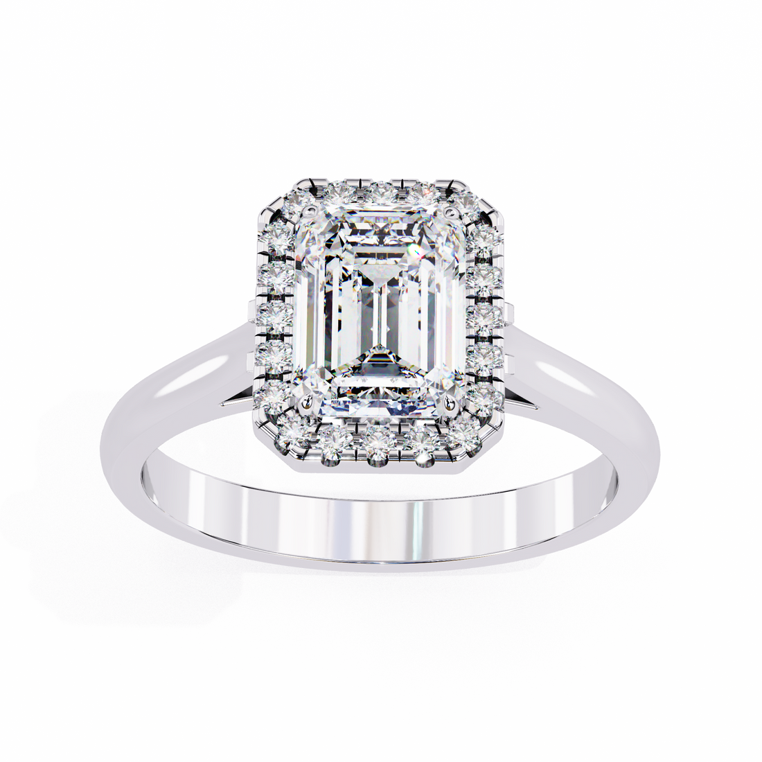 Halo Emerald Lab Grown Diamond Ring