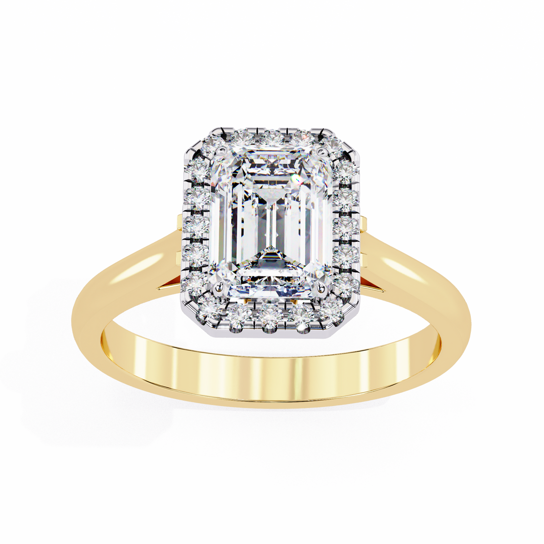 Halo Emerald Lab Grown Diamond Ring