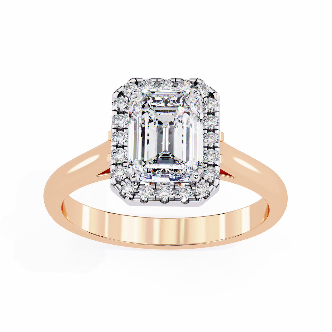Halo Emerald Lab Grown Diamond Ring