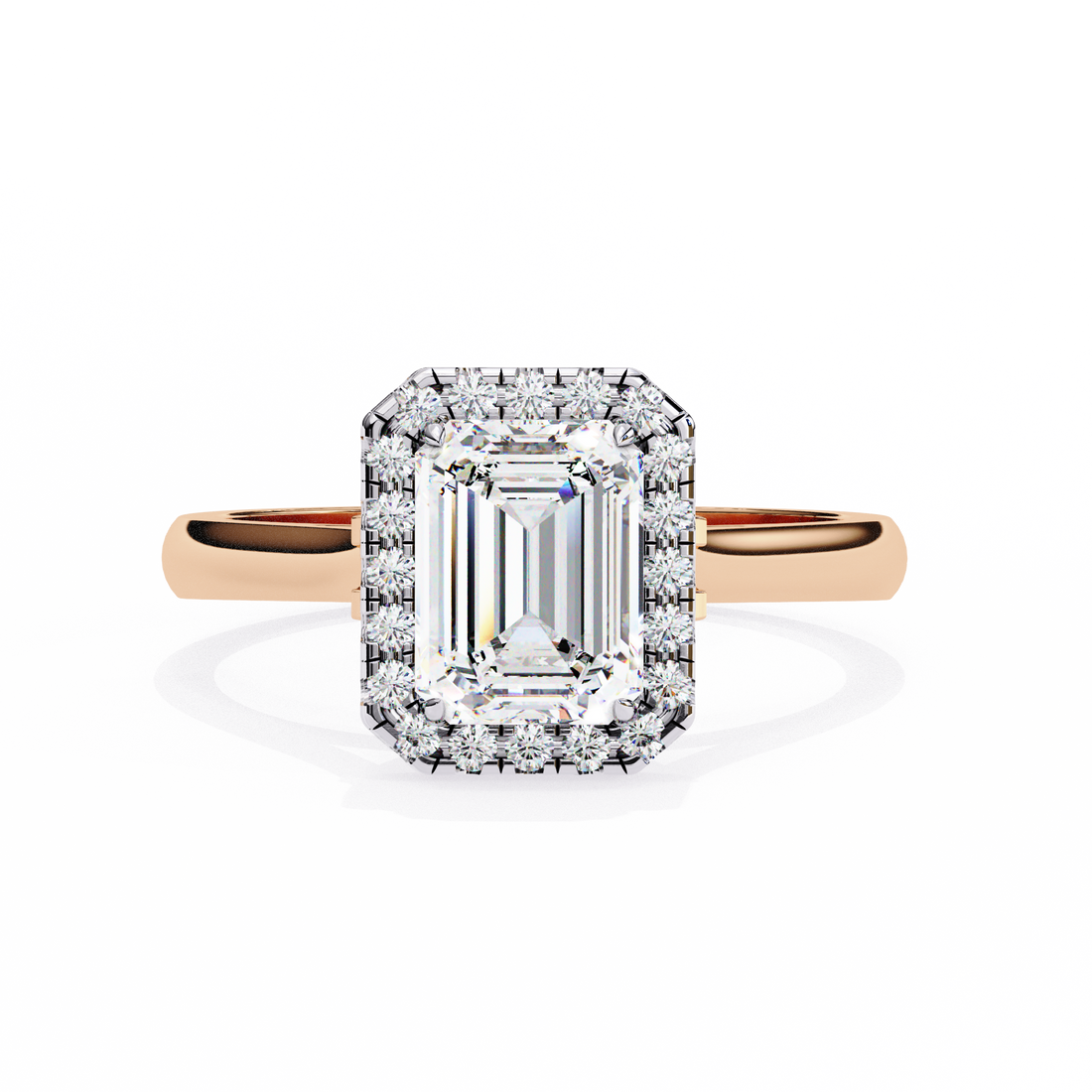 Halo Emerald Lab Grown Diamond Ring