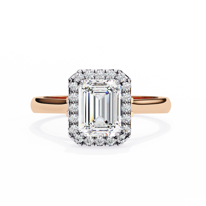 Halo Emerald Lab Grown Diamond Ring