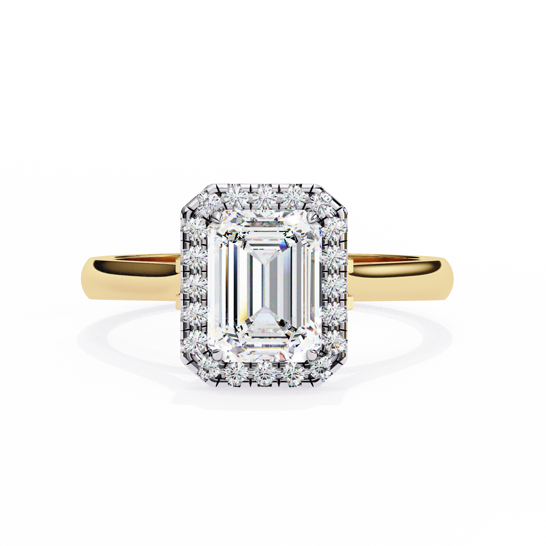 Halo Emerald Lab Grown Diamond Ring