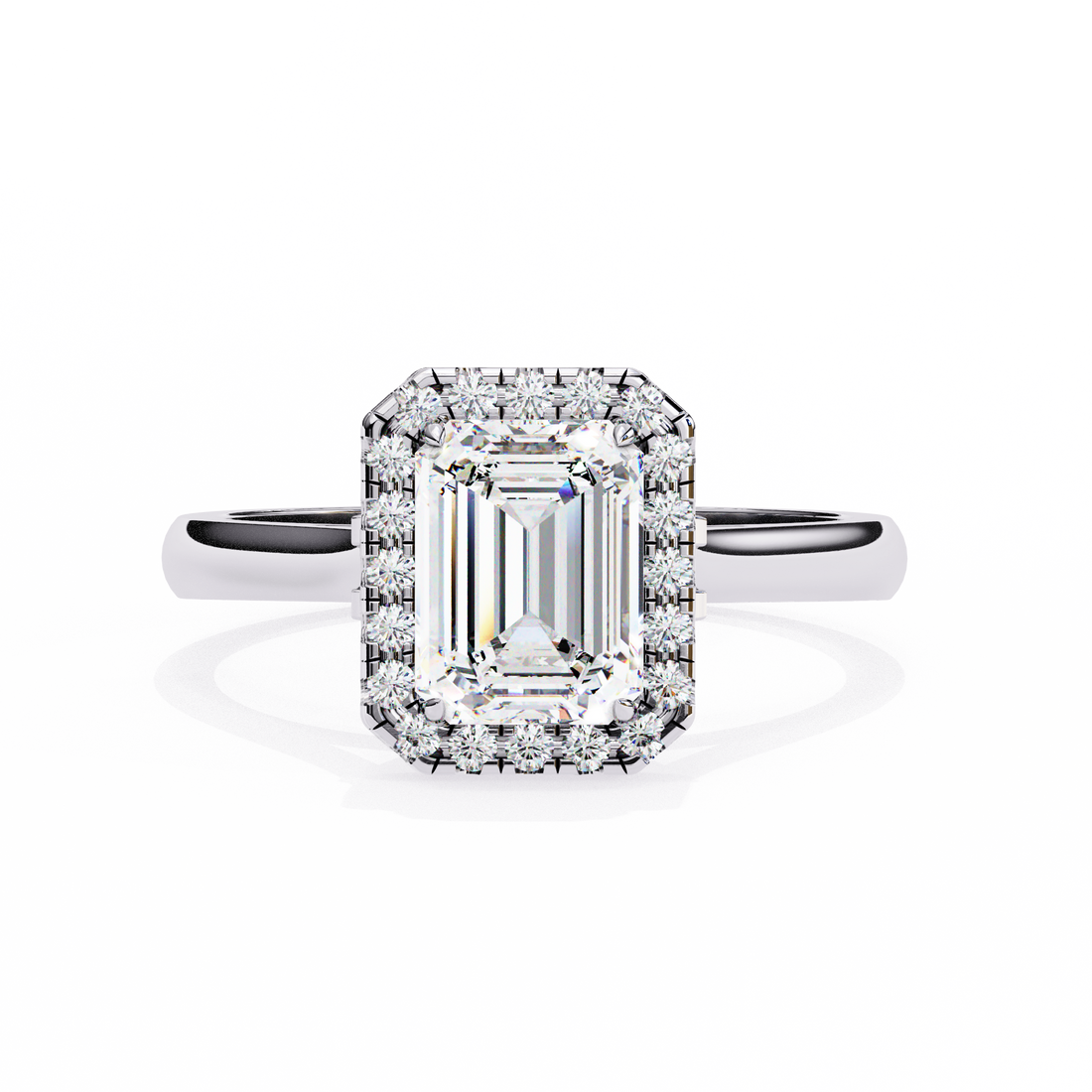 Halo Emerald Lab Grown Diamond Ring