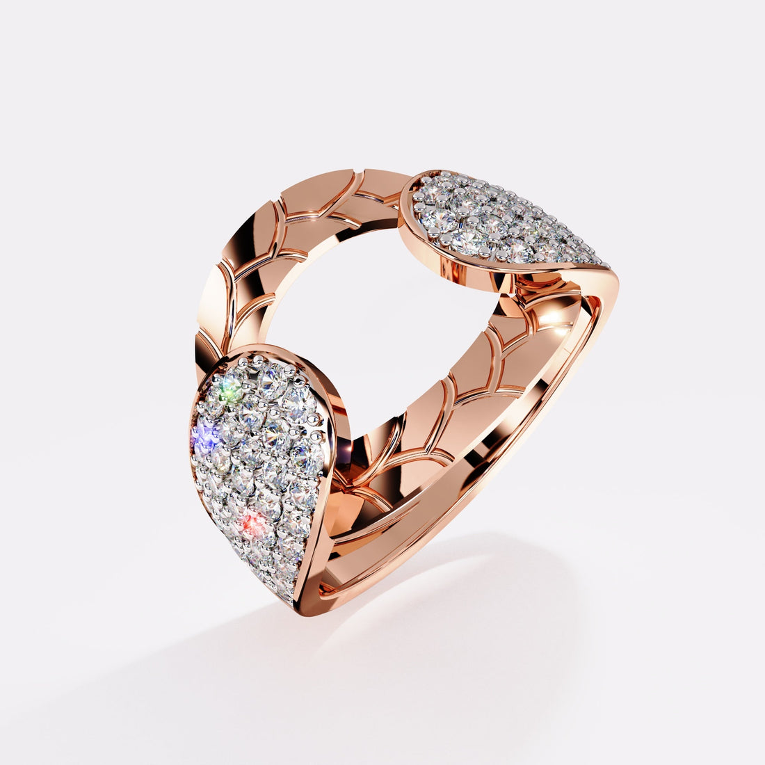 Geometric Oval Diamond Ring