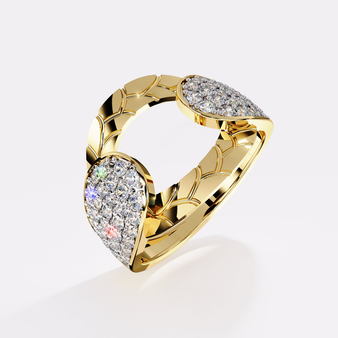 Geometric Oval Diamond Ring