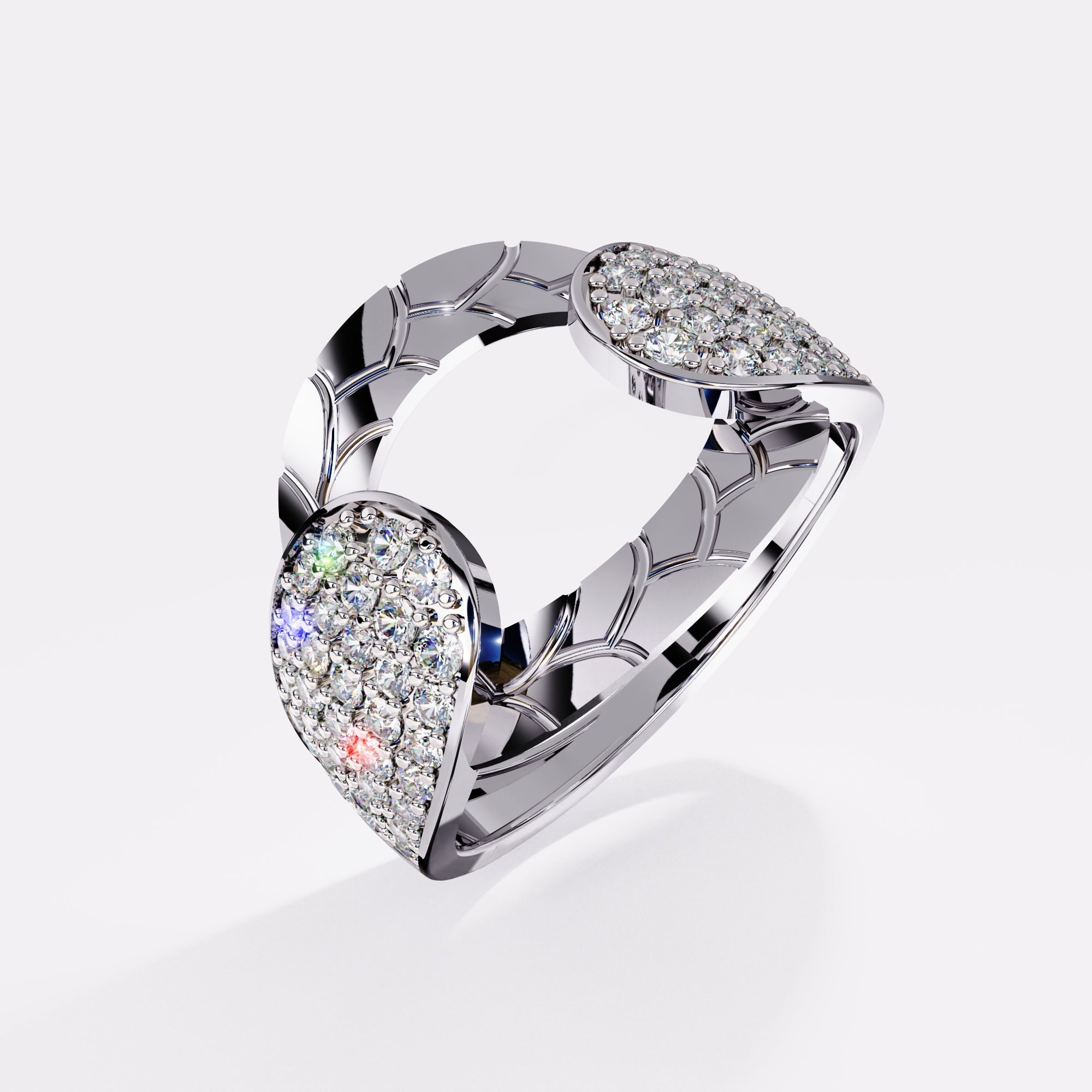 Geometric Oval Diamond Ring in 925 Silver
