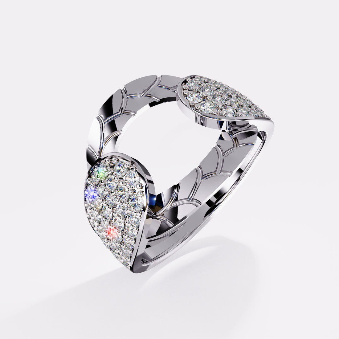 Geometric Oval Diamond Ring