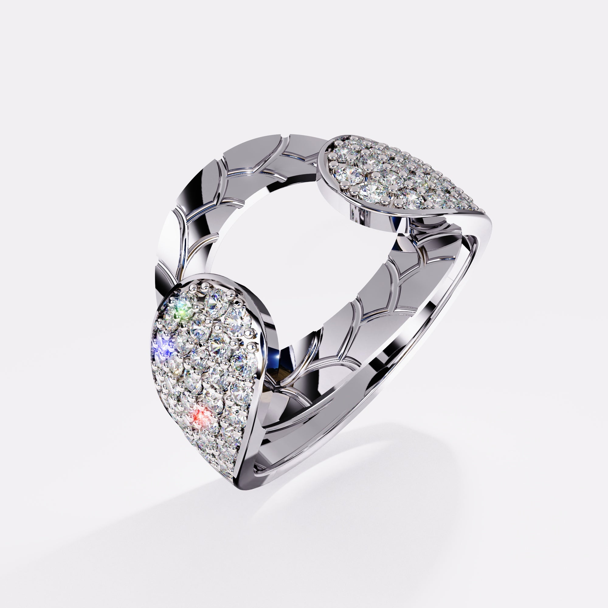 Geometric Oval Diamond Ring in 925 Silver
